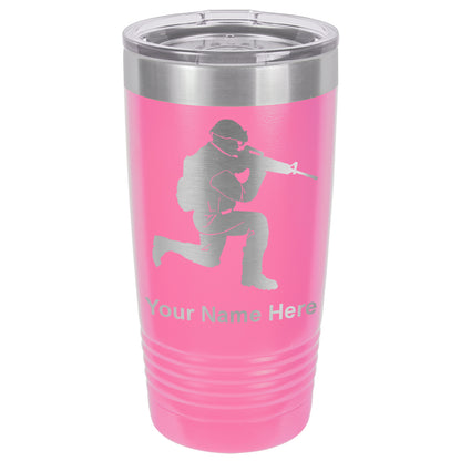 20oz Vacuum Insulated Tumbler Mug, Military Soldier, Personalized Engraving Included