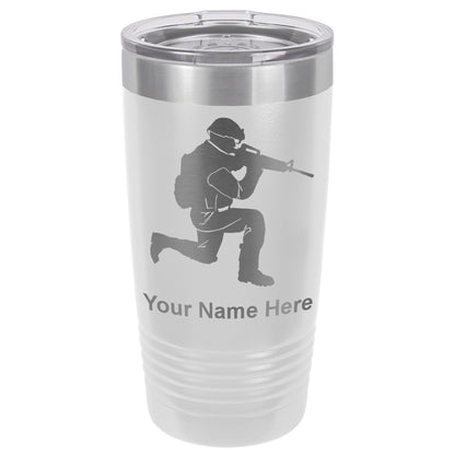 20oz Vacuum Insulated Tumbler Mug, Military Soldier, Personalized Engraving Included