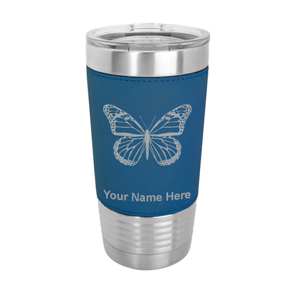 20oz Faux Leather Tumbler Mug, Monarch Butterfly, Personalized Engraving Included - LaserGram Custom Engraved Gifts