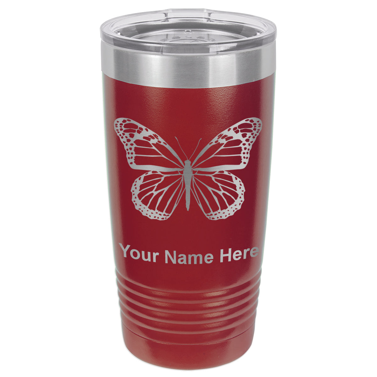 20oz Vacuum Insulated Tumbler Mug, Monarch Butterfly, Personalized Engraving Included