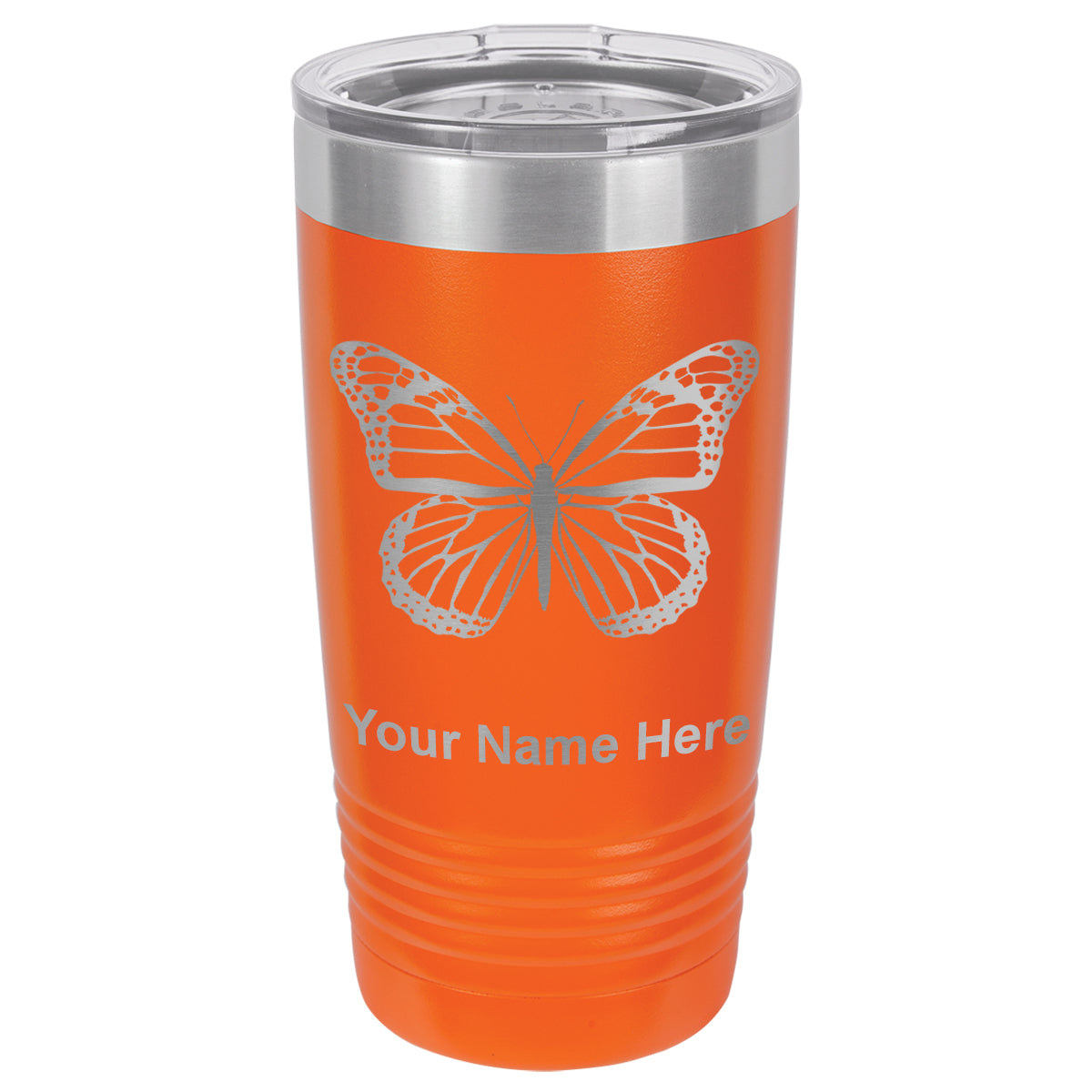 20oz Vacuum Insulated Tumbler Mug, Monarch Butterfly, Personalized Engraving Included