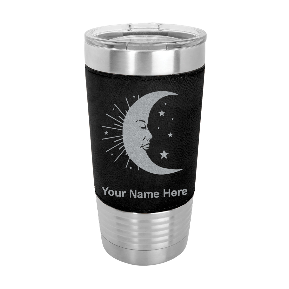 20oz Faux Leather Tumbler Mug, Moon, Personalized Engraving Included - LaserGram Custom Engraved Gifts