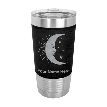 20oz Faux Leather Tumbler Mug, Moon, Personalized Engraving Included - LaserGram Custom Engraved Gifts