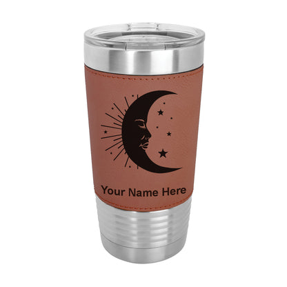 20oz Faux Leather Tumbler Mug, Moon, Personalized Engraving Included - LaserGram Custom Engraved Gifts