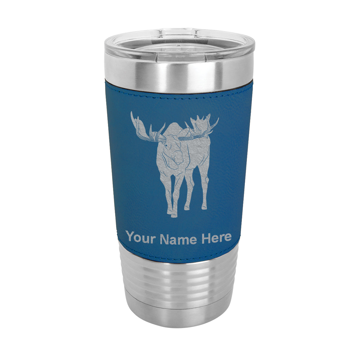 20oz Faux Leather Tumbler Mug, Moose, Personalized Engraving Included - LaserGram Custom Engraved Gifts