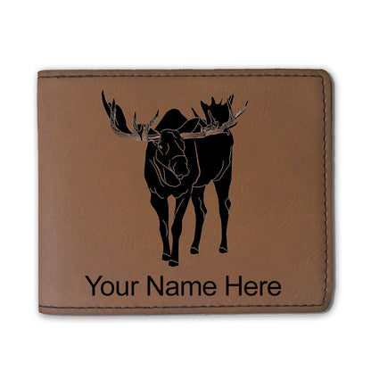 Faux Leather Bi-Fold Wallet, Moose, Personalized Engraving Included