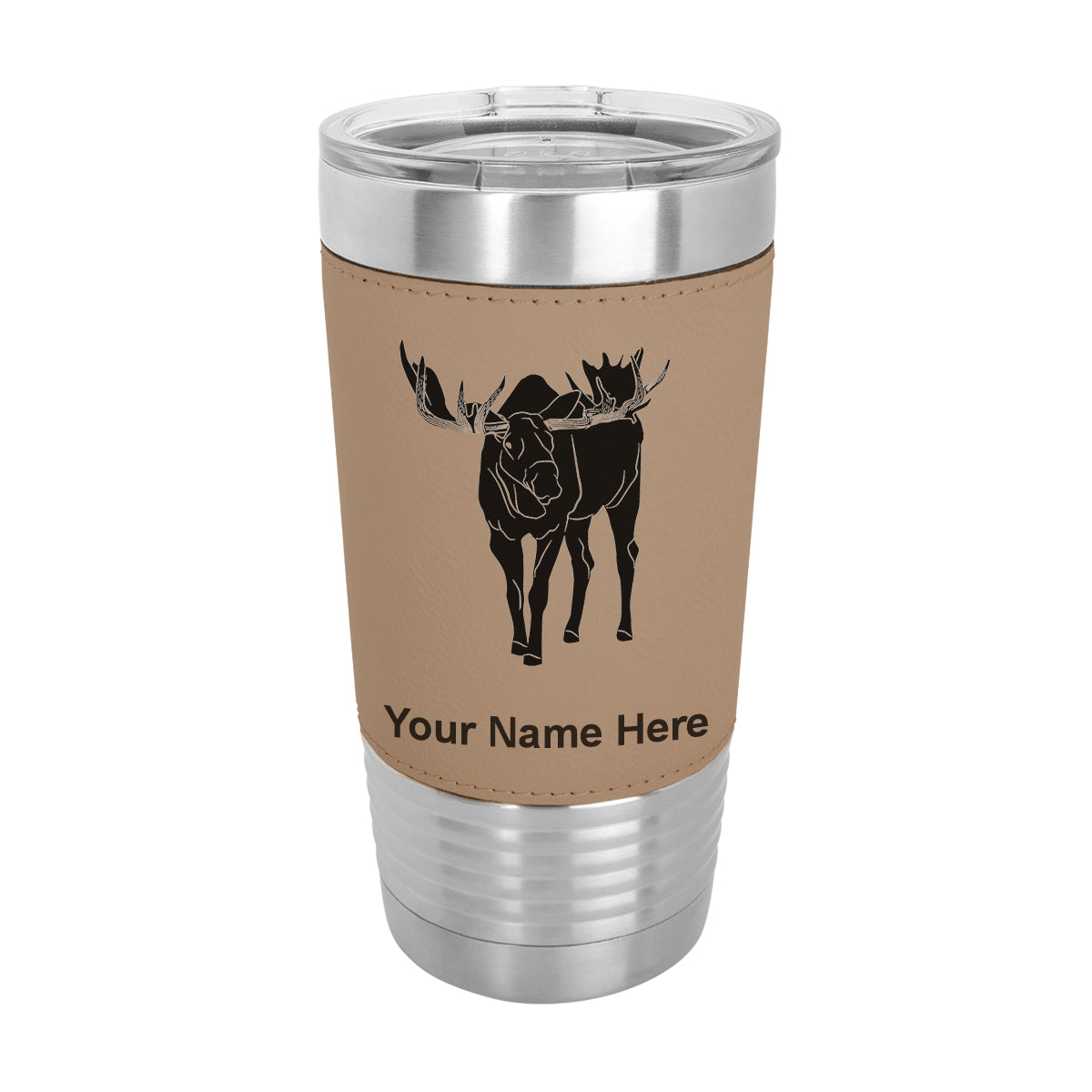 20oz Faux Leather Tumbler Mug, Moose, Personalized Engraving Included - LaserGram Custom Engraved Gifts