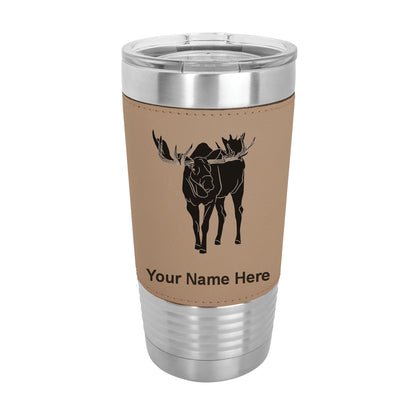20oz Faux Leather Tumbler Mug, Moose, Personalized Engraving Included - LaserGram Custom Engraved Gifts