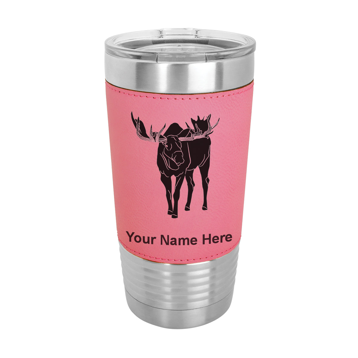 20oz Faux Leather Tumbler Mug, Moose, Personalized Engraving Included - LaserGram Custom Engraved Gifts