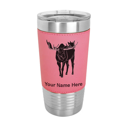 20oz Faux Leather Tumbler Mug, Moose, Personalized Engraving Included - LaserGram Custom Engraved Gifts