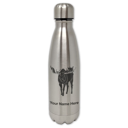 LaserGram Single Wall Water Bottle, Moose, Personalized Engraving Included
