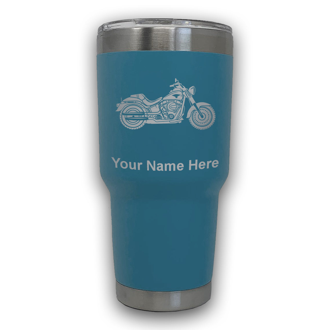 LaserGram 30oz Tumbler Mug, Motorcycle, Personalized Engraving Included
