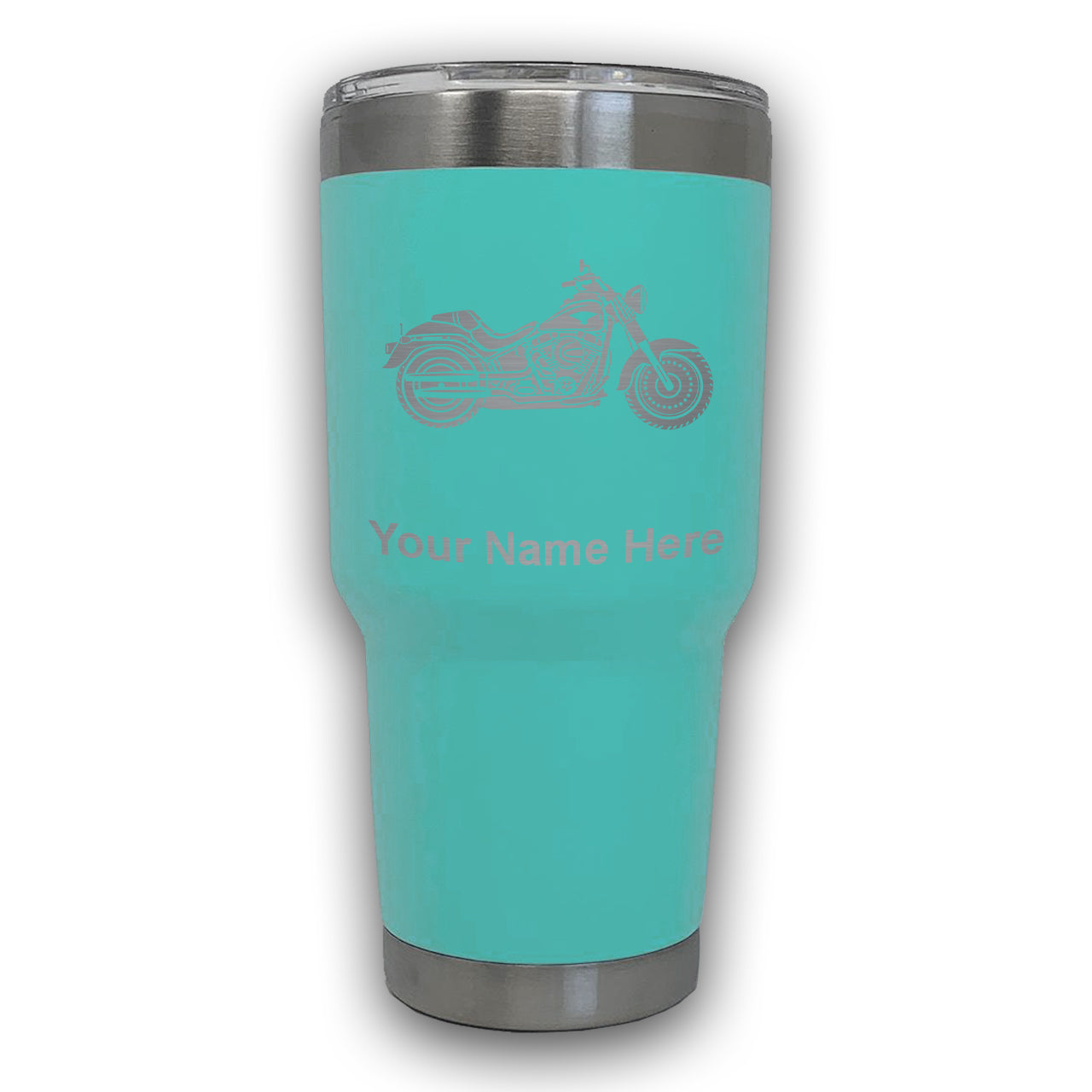 LaserGram 30oz Tumbler Mug, Motorcycle, Personalized Engraving Included