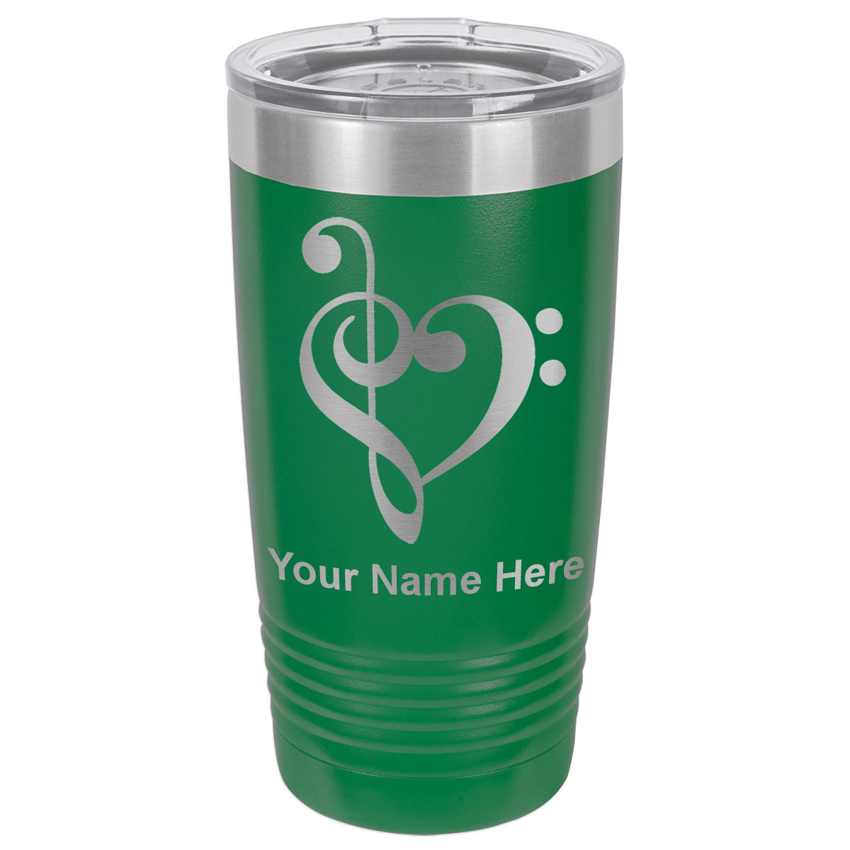 20oz Vacuum Insulated Tumbler Mug, Music Heart, Personalized Engraving Included
