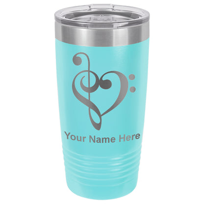 20oz Vacuum Insulated Tumbler Mug, Music Heart, Personalized Engraving Included