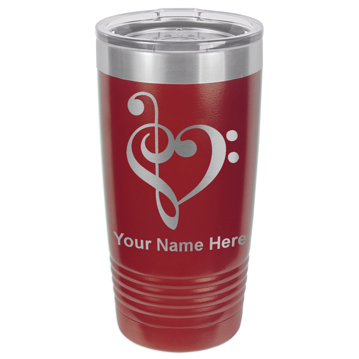 20oz Vacuum Insulated Tumbler Mug, Music Heart, Personalized Engraving Included