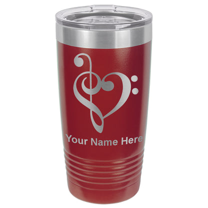 20oz Vacuum Insulated Tumbler Mug, Music Heart, Personalized Engraving Included