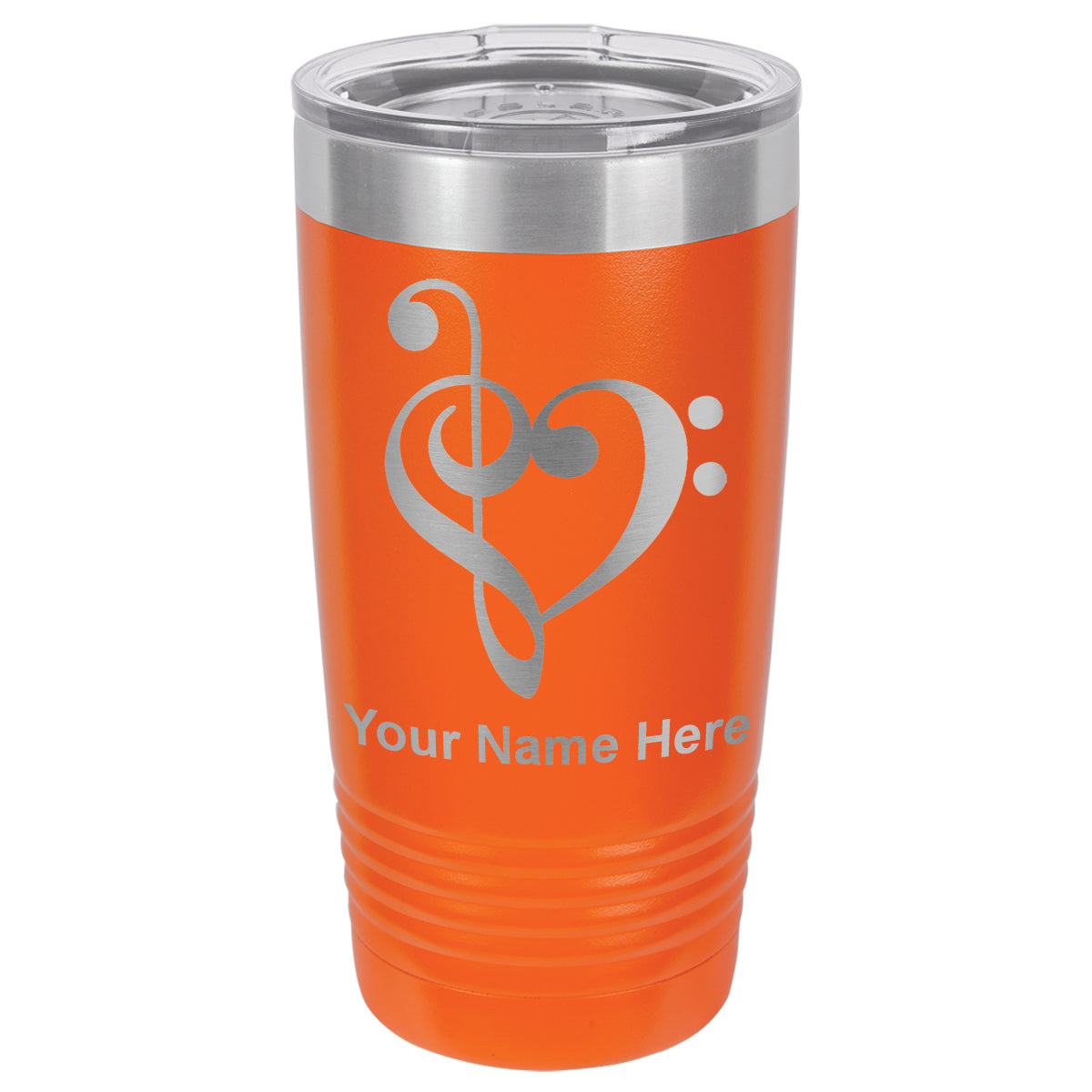 20oz Vacuum Insulated Tumbler Mug, Music Heart, Personalized Engraving Included