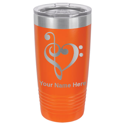 20oz Vacuum Insulated Tumbler Mug, Music Heart, Personalized Engraving Included