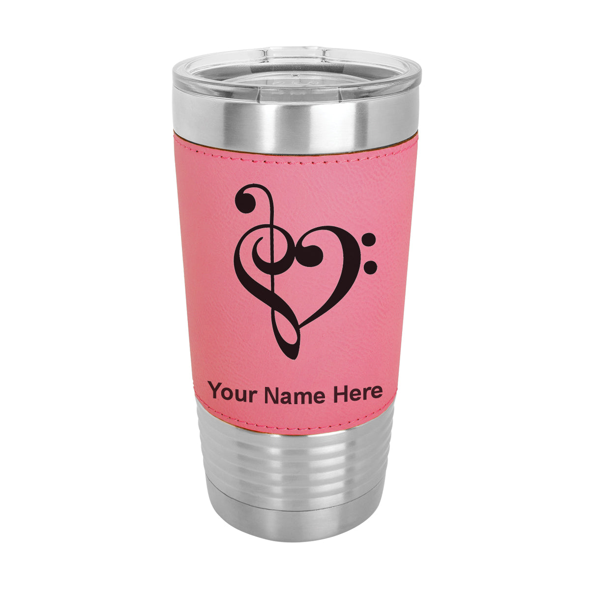 20oz Faux Leather Tumbler Mug, Music Heart, Personalized Engraving Included - LaserGram Custom Engraved Gifts
