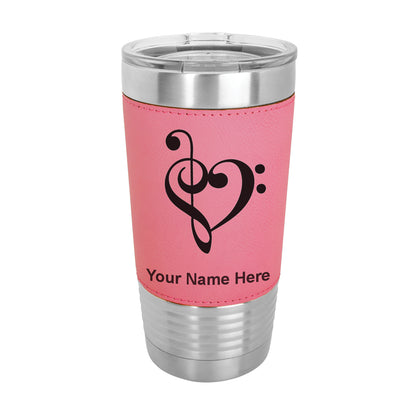 20oz Faux Leather Tumbler Mug, Music Heart, Personalized Engraving Included - LaserGram Custom Engraved Gifts