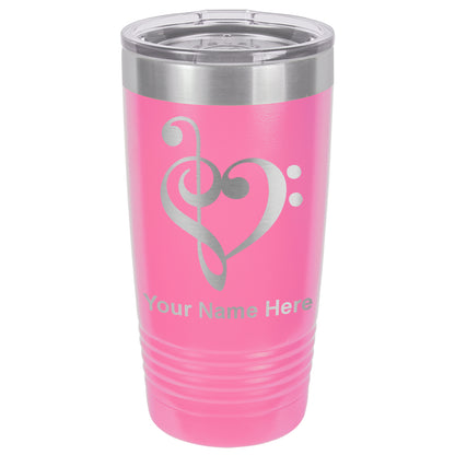 20oz Vacuum Insulated Tumbler Mug, Music Heart, Personalized Engraving Included