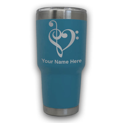 LaserGram 30oz Tumbler Mug, Music Heart, Personalized Engraving Included