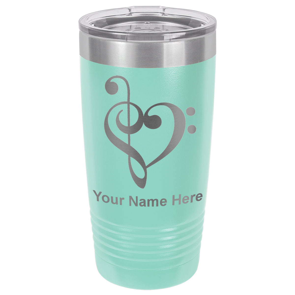 20oz Vacuum Insulated Tumbler Mug, Music Heart, Personalized Engraving Included