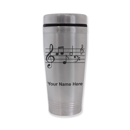 Commuter Travel Mug, Music Staff, Personalized Engraving Included