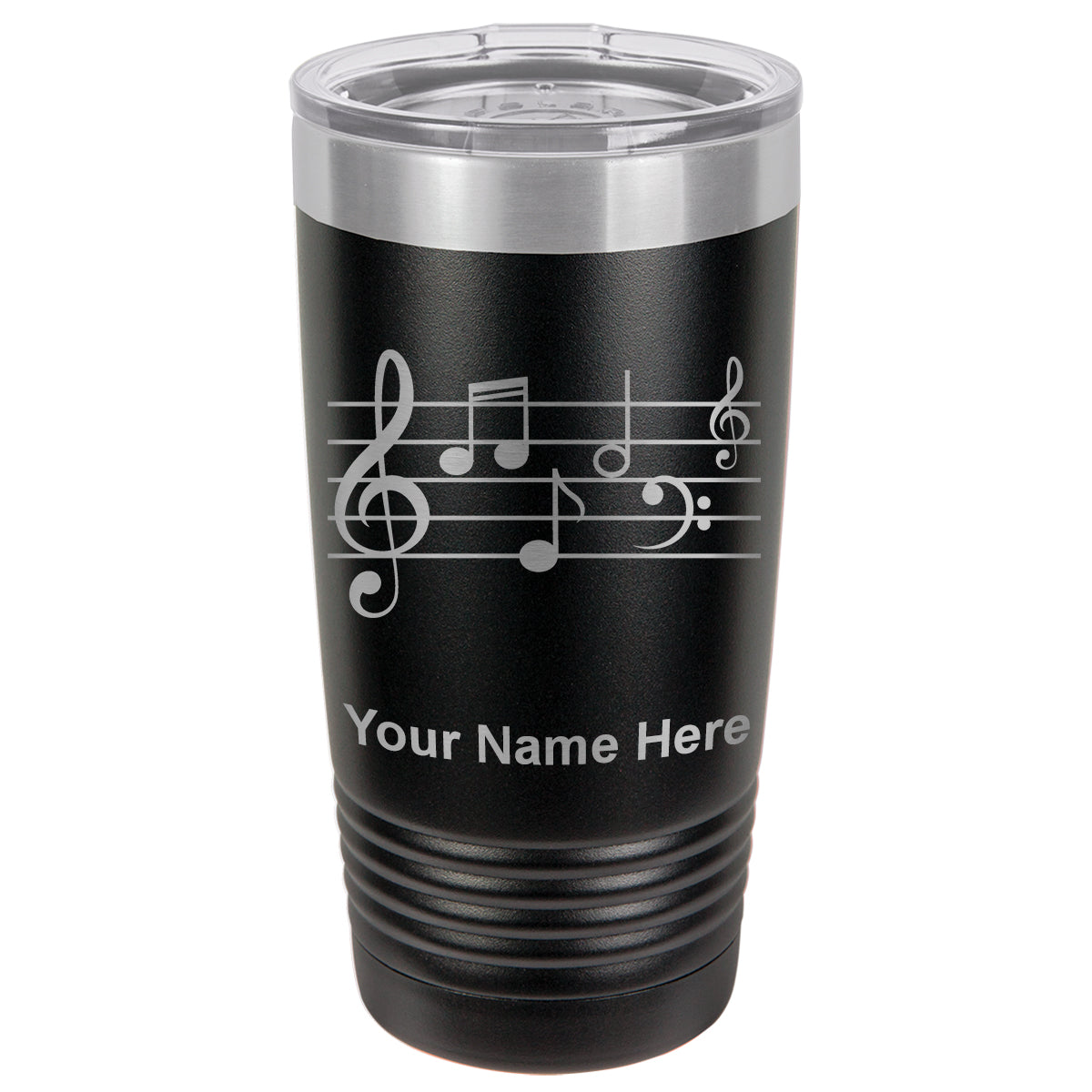 20oz Vacuum Insulated Tumbler Mug, Music Staff, Personalized Engraving Included