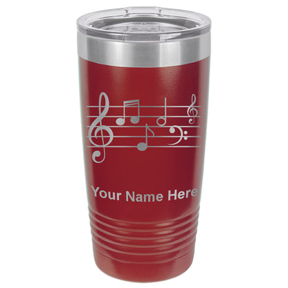 20oz Vacuum Insulated Tumbler Mug, Music Staff, Personalized Engraving Included