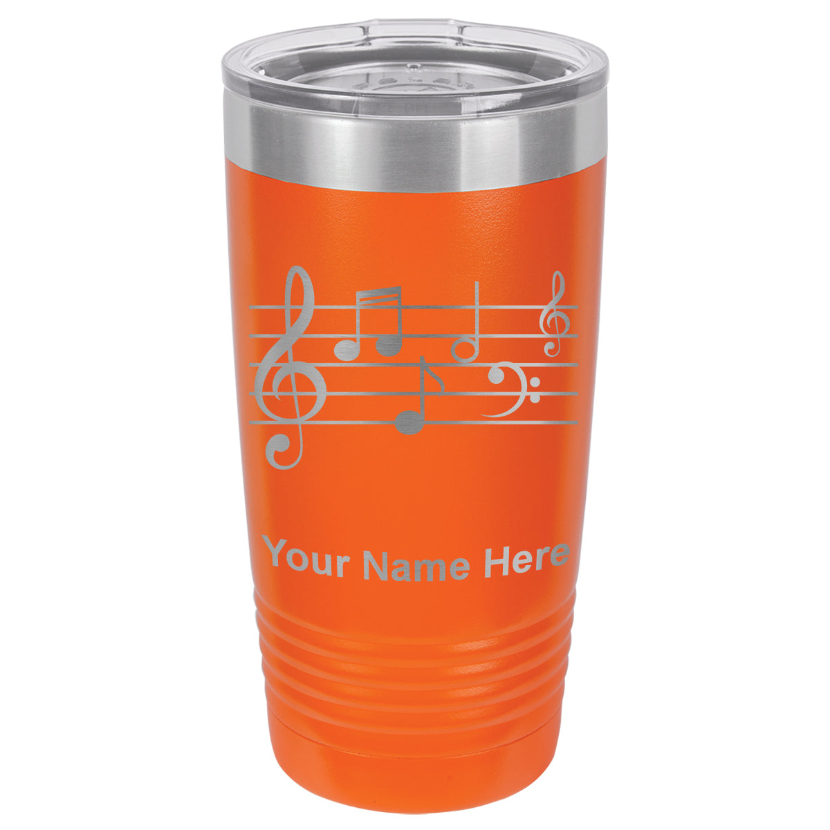 20oz Vacuum Insulated Tumbler Mug, Music Staff, Personalized Engraving Included