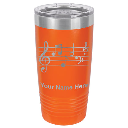 20oz Vacuum Insulated Tumbler Mug, Music Staff, Personalized Engraving Included
