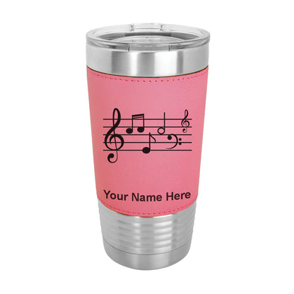 20oz Faux Leather Tumbler Mug, Music Staff, Personalized Engraving Included - LaserGram Custom Engraved Gifts