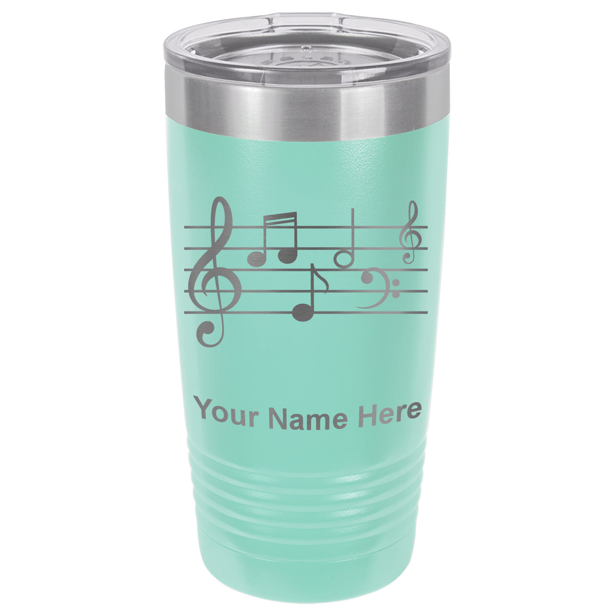 20oz Vacuum Insulated Tumbler Mug, Music Staff, Personalized Engraving Included
