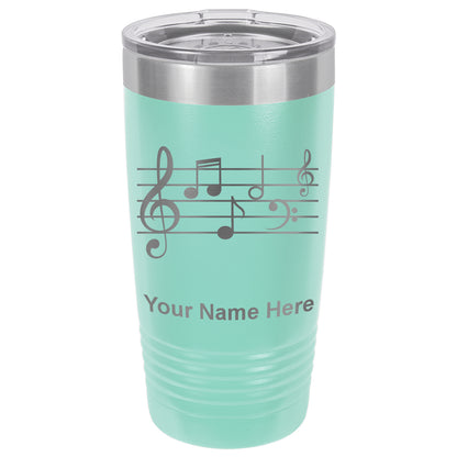 20oz Vacuum Insulated Tumbler Mug, Music Staff, Personalized Engraving Included