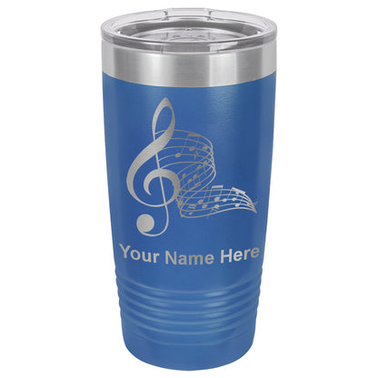 20oz Vacuum Insulated Tumbler Mug, Musical Notes, Personalized Engraving Included