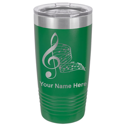 20oz Vacuum Insulated Tumbler Mug, Musical Notes, Personalized Engraving Included