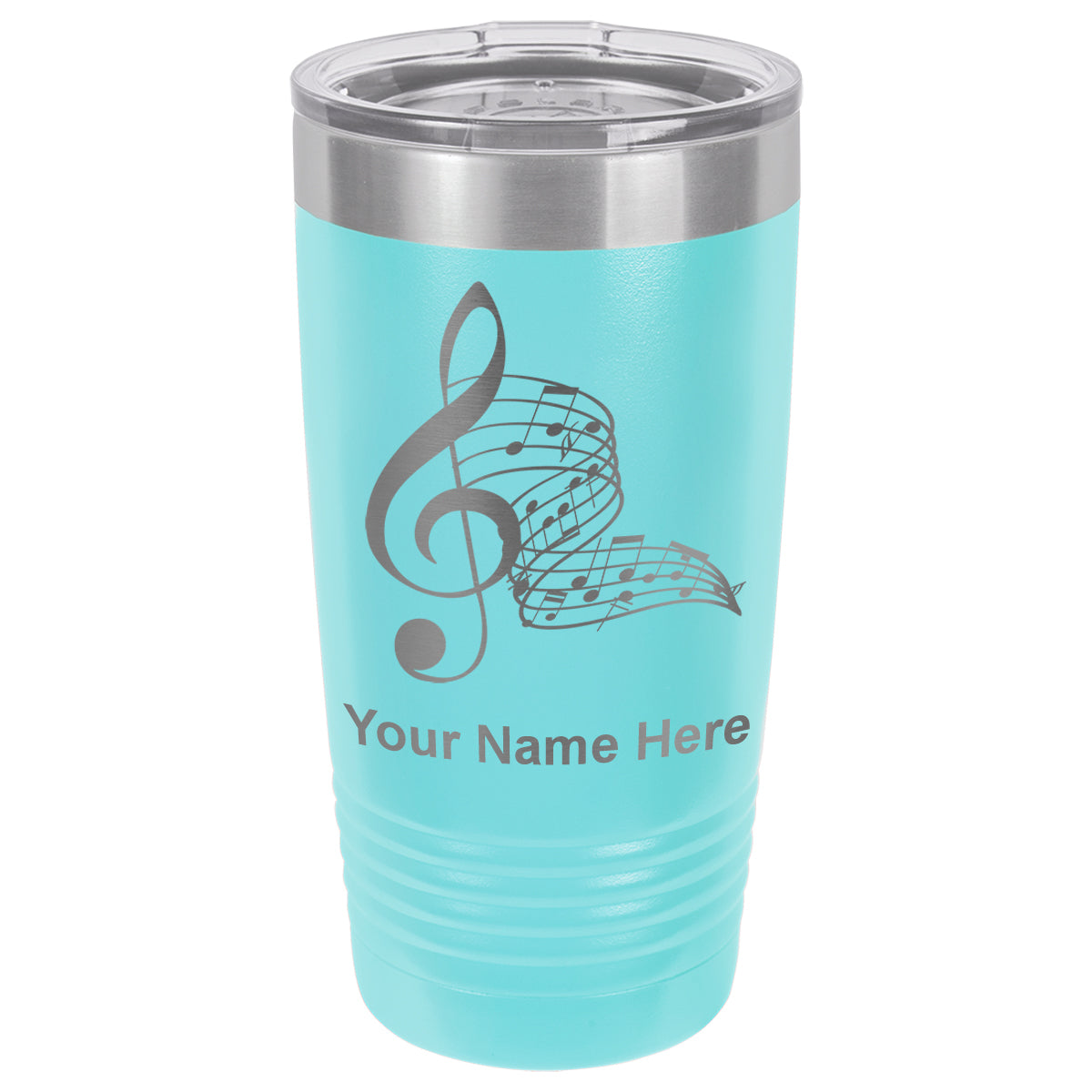 20oz Vacuum Insulated Tumbler Mug, Musical Notes, Personalized Engraving Included