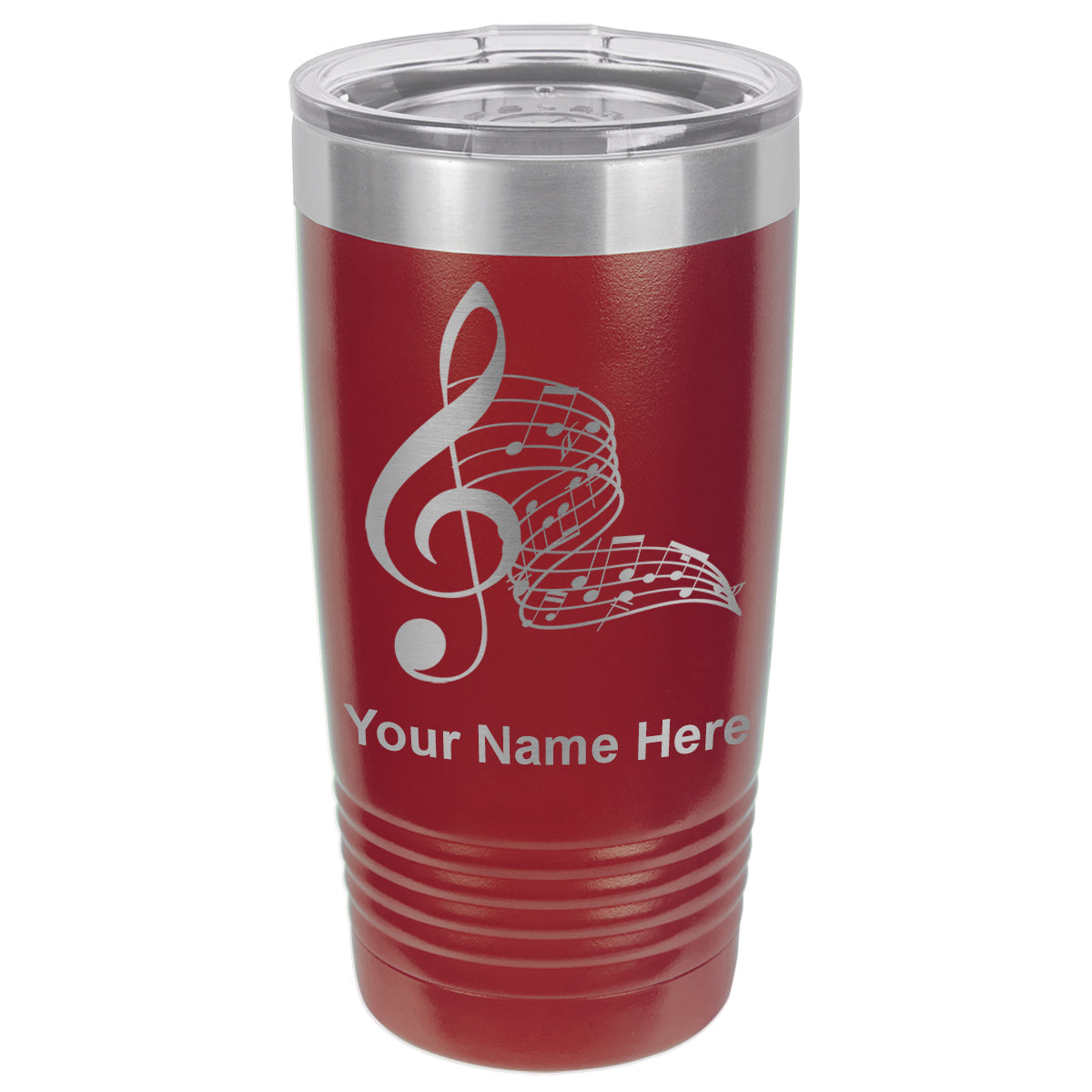 20oz Vacuum Insulated Tumbler Mug, Musical Notes, Personalized Engraving Included