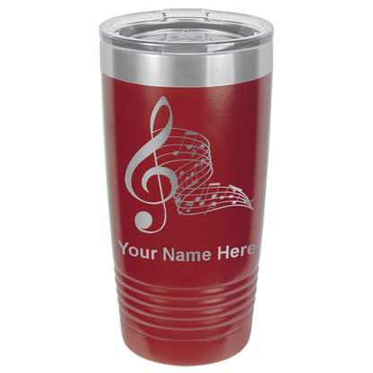20oz Vacuum Insulated Tumbler Mug, Musical Notes, Personalized Engraving Included