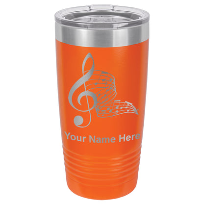 20oz Vacuum Insulated Tumbler Mug, Musical Notes, Personalized Engraving Included