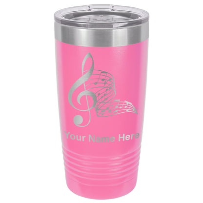 20oz Vacuum Insulated Tumbler Mug, Musical Notes, Personalized Engraving Included