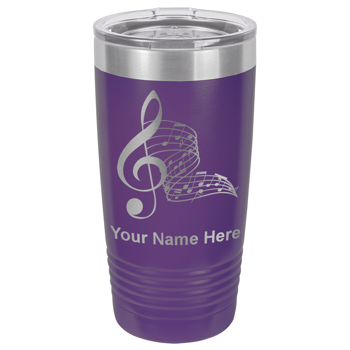 20oz Vacuum Insulated Tumbler Mug, Musical Notes, Personalized Engraving Included