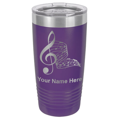 20oz Vacuum Insulated Tumbler Mug, Musical Notes, Personalized Engraving Included