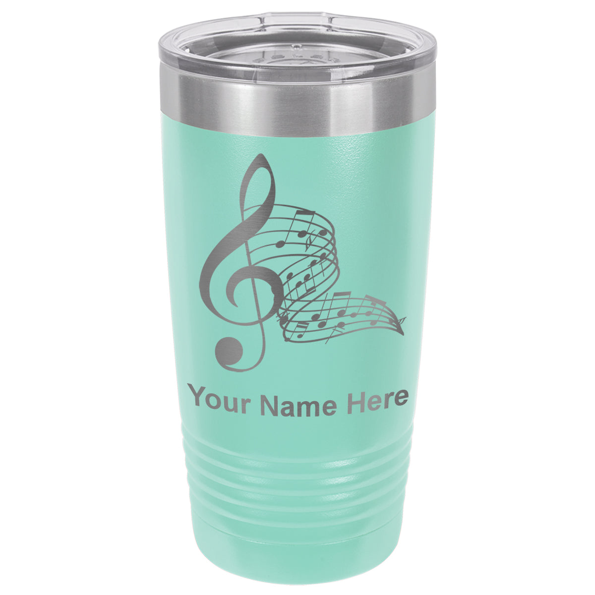 20oz Vacuum Insulated Tumbler Mug, Musical Notes, Personalized Engraving Included
