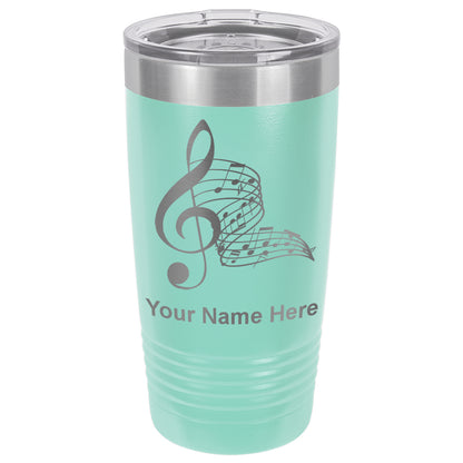 20oz Vacuum Insulated Tumbler Mug, Musical Notes, Personalized Engraving Included