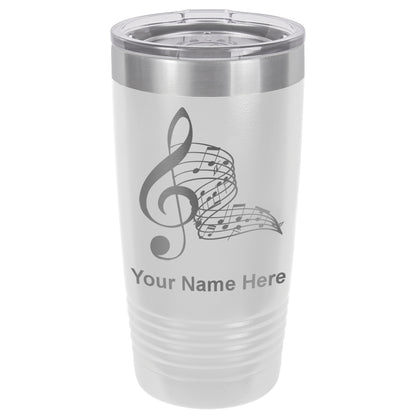 20oz Vacuum Insulated Tumbler Mug, Musical Notes, Personalized Engraving Included