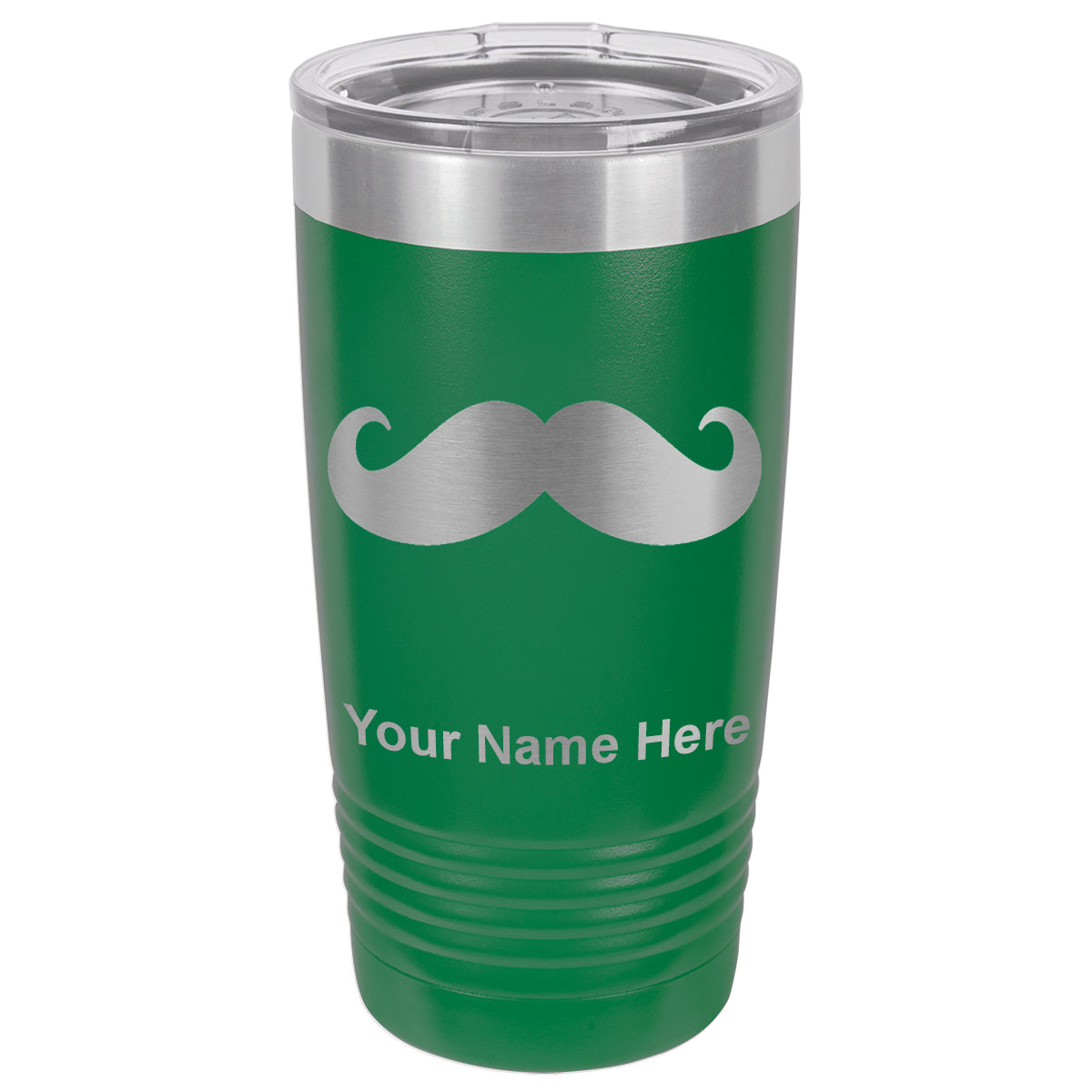 20oz Vacuum Insulated Tumbler Mug, Mustache, Personalized Engraving Included