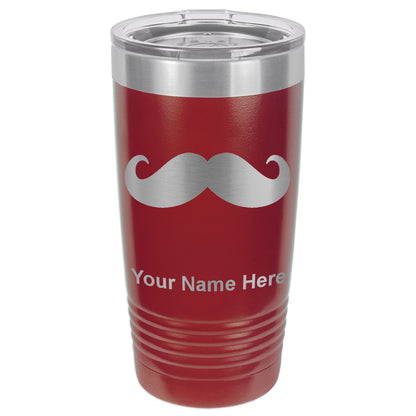 20oz Vacuum Insulated Tumbler Mug, Mustache, Personalized Engraving Included